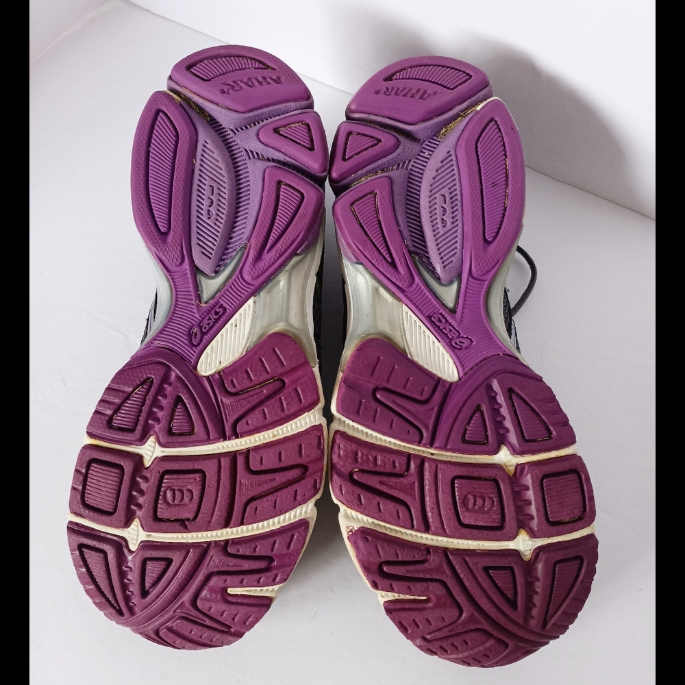 šš Asics Gel Exalt Sneakers Athletic Leather Shoes Purple Green Womens 9 Gray - Picture 9 of 12